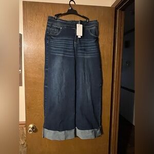 Dark Blue Wide Leg Women's Jeans
